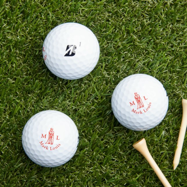 Red Golfer Initials Personalisiert Golfball (Insitu Gras)