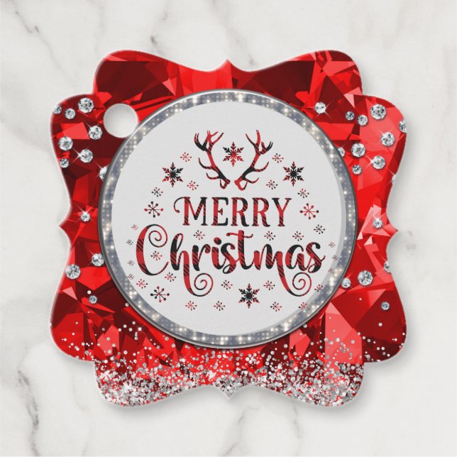 Red Gorgeous Emerald Frohe Weihnachten Geschenkanhänger (Vorderseite)