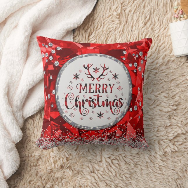 Red Gorgeous Emerald Frohe Weihnachten Kissen (Decke)