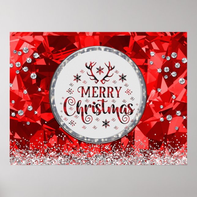 Red Gorgeous Emerald Frohe Weihnachten Poster (Vorne)