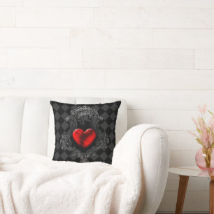 Red Goth Heart Throw Kissen