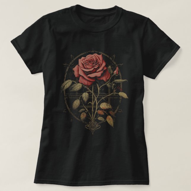 Red Goth Rose Blume Hexerei Gotische Ästhetik T-Shirt (Design vorne)