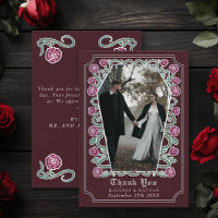 Red Gothic Coffin Rose Hochzeit Dankeschön Card
