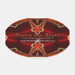 Red Gothic Diva Save the Date Oval Aufkleber