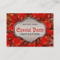 Red Gothic Fraktal Swirl Mini Party Einladungen