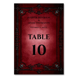 Red Gothic Halloween Alternative Wedding Tischnummer