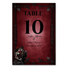 Red Gothic Halloween Alternative Wedding Tischnummer