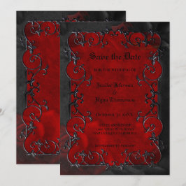 Red Gothic halloween wedding save the date Ankündigung