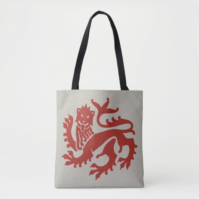 Red Gothic Revival Lion Tote Bag (Vorderseite)