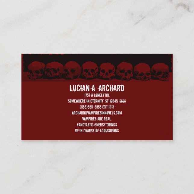Red Gothic Skulls Business Card Visitenkarte (Vorderseite)