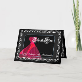 RED Gown & Lace - DANK YOU Bridesmaid Dankeskarte