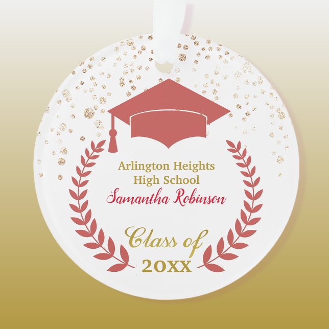 Red Grad Cap und Laurel Abschluss Ornament (Von Creator hochgeladen)