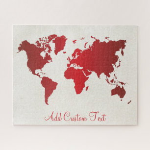 Red Gradient World Map Earth Travel Add Your Text Puzzle