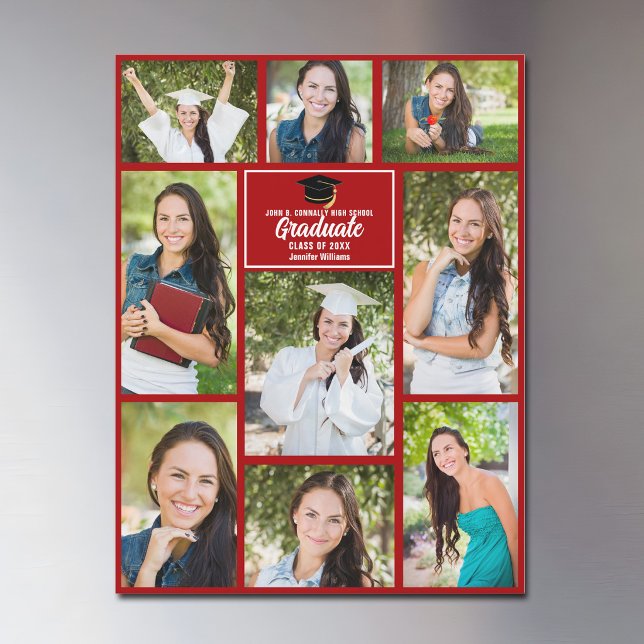 Red Graduate Foto Collage 2023 Abschluss Magnet (Von Creator hochgeladen)