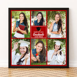 Red Graduate Foto Collage Abschluss Square Poster