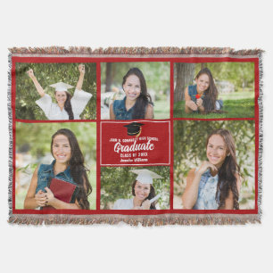 Red Graduate Foto Collage Custom 2025 Abschluss Decke