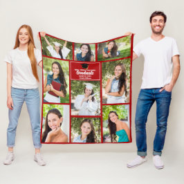 Red Graduate Foto Collage Custom 2025 Abschluss Fleecedecke