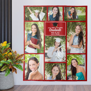 Red Graduate Foto Collage Custom Graduate Party Wandteppich