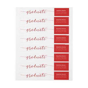 Red Graduate Script Modern Wrap Um Label