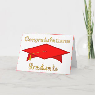 Red Graduation Cap Gold Glitzer Party Hat oder Kar Karte