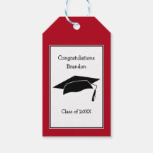 Red Graduation Cap Herzlichen Glückwunsch Gift Tag
