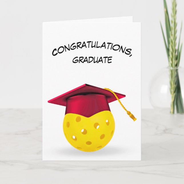 Red Graduation Cap On a Pickleball Karte (Vorderseite)