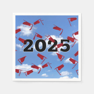Red Graduation Caps 2025 in Sky Serviette