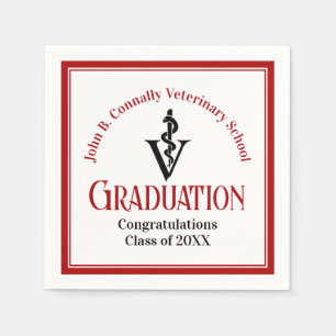 Red Graduation Party of Custom Veterinary School Serviette