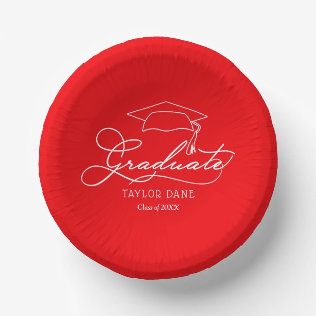 Red Graduation Party Pappteller (Vorderseite)