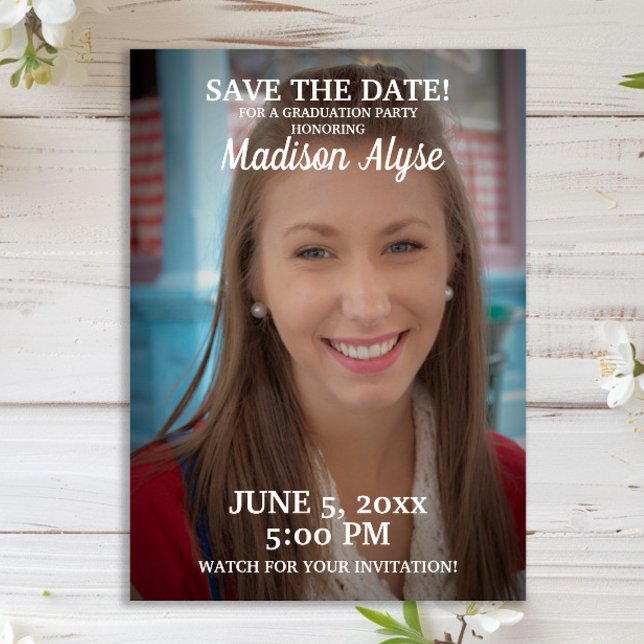Red Graduation Party Rett Date Foto Save The Date (Graduation party photo Save the Date)
