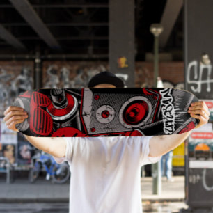 Red Graffiti Style Skateboard Rotes Skateboard