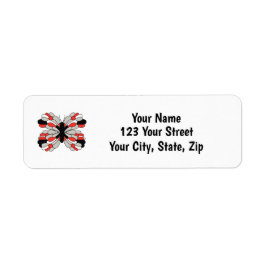 Red Grau and Black Butterfly Address Label