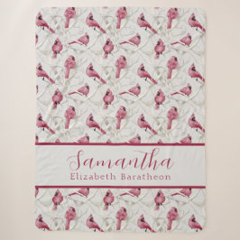 Red Grau Christmas Kardinal Bird Personalisierter  Sherpadecke