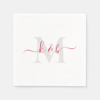 Red & Grau Monogram Swash Script White Cocktail