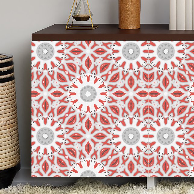 Red Grau und White Ethnic Oriental Boho Muster Seidenpapier (Von Creator hochgeladen)