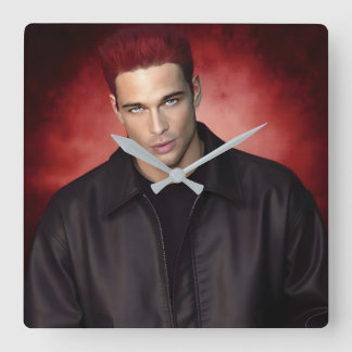 Red Gravity wall clock Quadratische Wanduhr