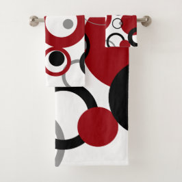 Red, Gray and Black Dots Badhandtuch Set