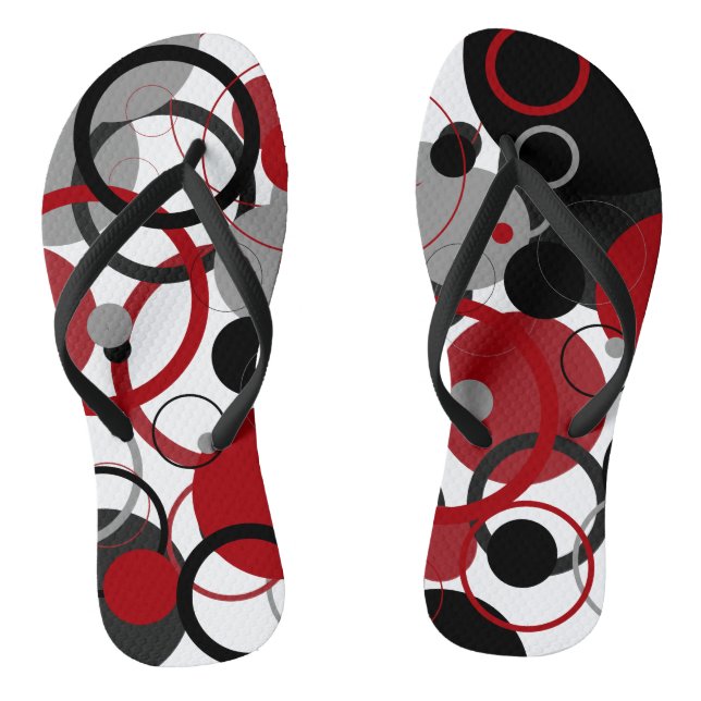 Red, Gray and Black Dots Flip Flops (Fußbett)