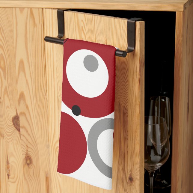 Red, Gray and Black Dots Geschirrtuch (Drittel gefaltet)