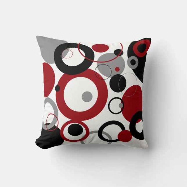 Red, Gray and Black Dots Kissen (Vorderseite)