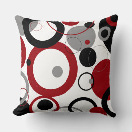 Red, Gray and Black Dots Kissen