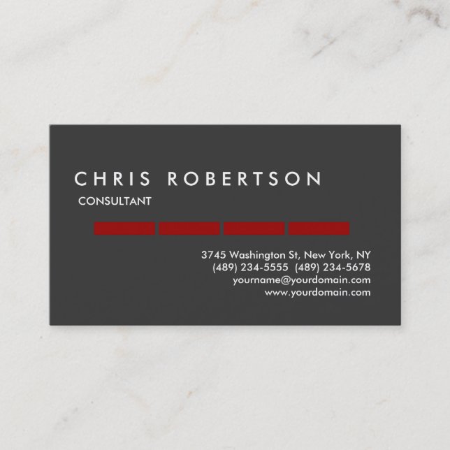 Red Gray Attraktive Charming Business Card Visitenkarte (Vorderseite)
