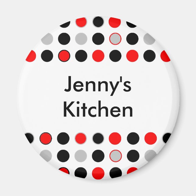 Red Gray Black Dots Kitchen Magnet (Vorne)