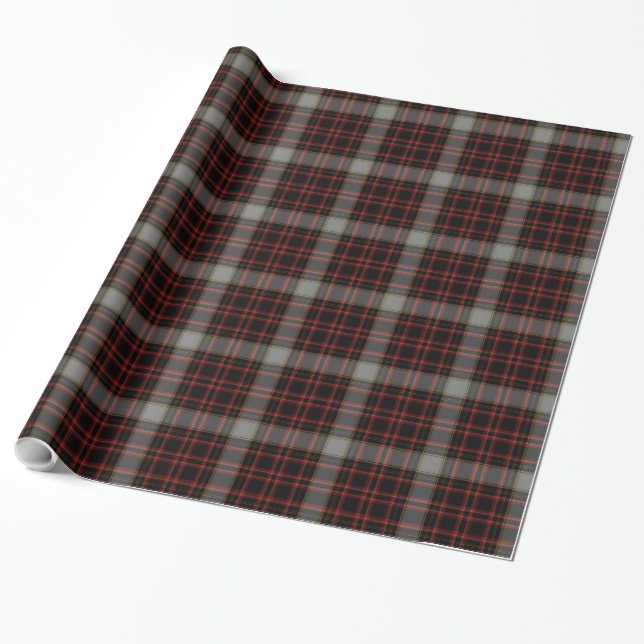 Red Gray Black Tartan Kariert Geschenkpapier (Ungerollt)