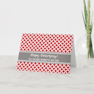 Red Gray Circles Employee Anniversary Card Karte