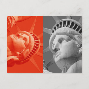 Red Gray Collage Closeup Statue Liberty Postcard Postkarte