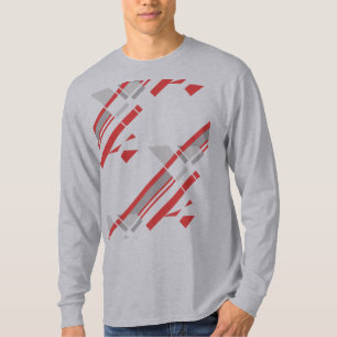 Red Gray Diagonal Shapes Südwest Look Abstrakt T-Shirt