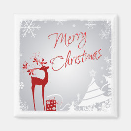 Red Gray Frory Christmas Dee, Snowflakes Magnet