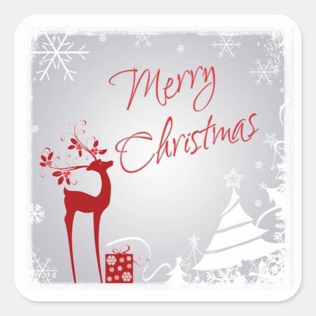 Red Gray Frory Christmas Dee, Snowflakes Sticker (Vorderseite)