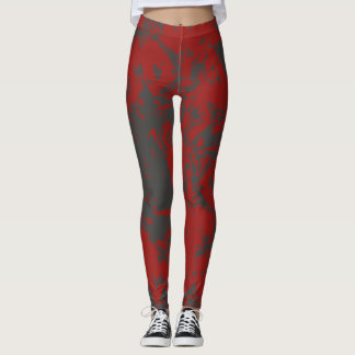 Red Gray Fun Colorful Paint Leggings